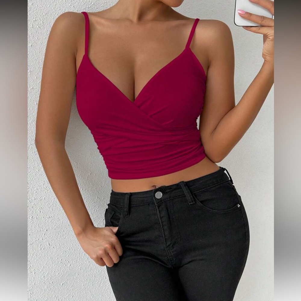 Elegant Burgundy Wrap Top